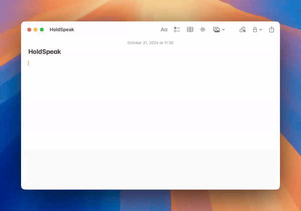 HoldSpeak MacOs